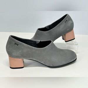 CAMPER Gray suede KATIE block heel slip on shoes size 10